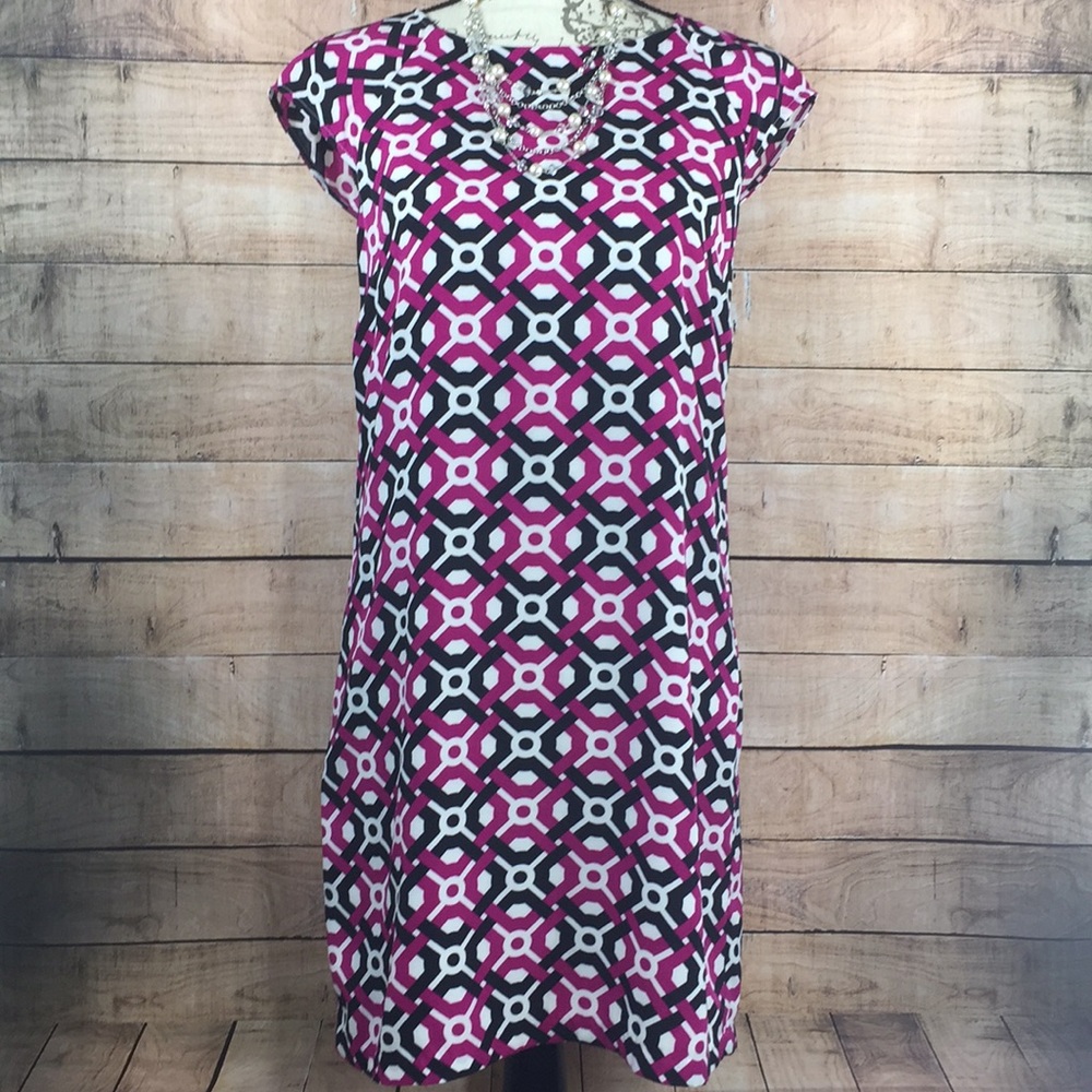 Laundry Shift Shirt Dress Size 4 Pink Black